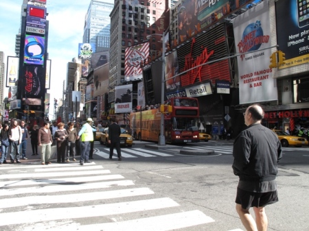 First view of Times Square after exiting Subway