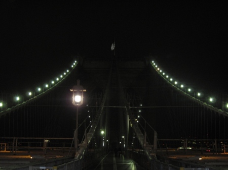 A stroll along Brooklyn Bridge at midnight. The song "You Said Something" by PJ Harvey came to mind